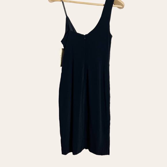 Nicole Miller Atelier New Black Surplice Draped Wrap Cocktail Dress Size 8 - Picture 2 of 8